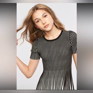 Milly Minis Girls Fit n Flare Black & White Dress - size (14)